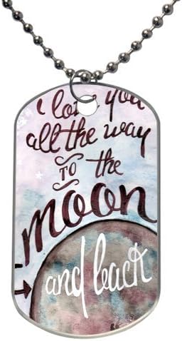 I Love You To The Moon And Back Custom Dog Tag Rectangle(2 sides) Unique Aluminum Dog Tag Pet Tag ID Necklace Pendant