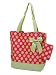 Fuscia Pink and Green Polka Dot Canvas Luggage Tote Bag Handbag Purse