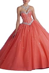  Tulle Sweetheart Corset   Waistline Floor Length Lace-Up Beaded  Ball Gown Quinceanera Dress 