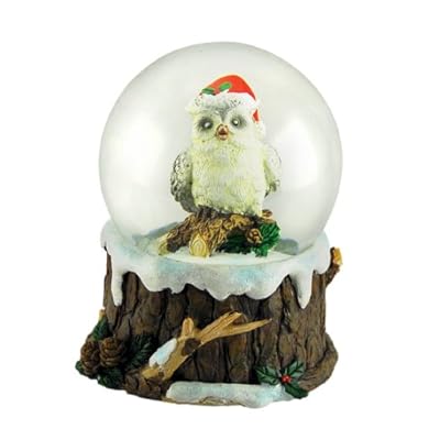 MusicBox Kingdom 53111 Snow Globe Owl Music Box Turns to The Melody Let it Snow