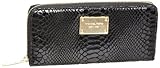 MICHAEL Michael Kors Jet Set Python-Embossed Patent Zip-Around Continental Wallet,Black,one size
