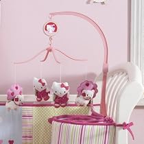 Bedtime Originals Hello Kitty and Puppy Musical Mobile - Pink