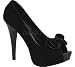 Women's Peep Toe Platform Pump With Ruffle Detail At Toe (Black Suede Pu;9)
