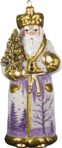 Ino Schaller Blown Glass Polish Lavender Night Gold Santa Ornament by Joy to the World Collectibles Ino Schaller Blown Glass Polish Lavender Night Gold Santa Ornament by Joy to the World Collectibles