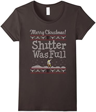 Women's Merry Christmas Shitter Was Full - Ugly Christmas Shirts Large Asphalt