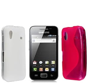 A PACK OF CLEAR + RED COLOUR GEL PROTECTION CASE COVER FOR SAMSUNG GALAXY ACE S5830