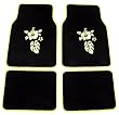 Yellow Black Hibiscus Hawaiian Flower Print Front & Rear Carpet Car Truck SUV Floor Mats