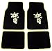 Yellow Black Hibiscus Hawaiian Flower Print Front & Rear Carpet Car Truck SUV Floor Mats