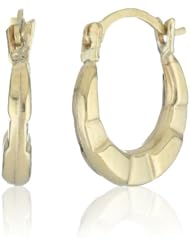 Kate & Lucy 10kt Gold Ribbed Girls Hoop Earrings