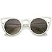 zeroUV Womens Fashion Round Metal Cut-Out Flash Mirror Lens Cat Eye Sunglasses (Silver/Lavender)