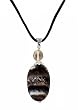 Necklace - N11 - Genuine Semi Precious Gemstone on Black Silky Satin Cord - Oval Shape ~ Black Striped Agate