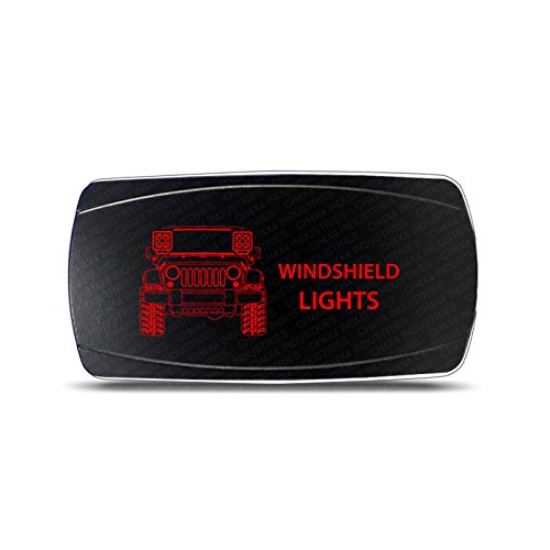 CH4x4 Rocker Switch Jeep Wrangler JK Windshield Lights Symbol - Horizontal - Red LED
