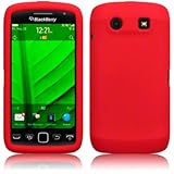 BLACKBERRY TORCH 9850 SILICON SKIN CASE - RED, WITH QUBITS-BRANDED MICROFIB ....