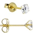 14K Yellow Gold .10 ct Cubic Zirconia Round Earrings