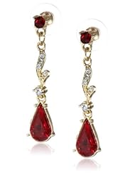 Downton Abbey "Jeweled Heirlooms Boxed" Gold-Tone Crystal Ruby Deco Linear Drop Earrings