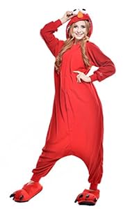 NEWCOSPLAY Unisex Onesies Pajamas Kigurumi Cosplay Sleepsuit Costume (XL, Sesame Street Elmo)