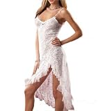 Waooh - Tenue Sexy - Robe longue transparente en dentelle - Blanche - Grande Taille