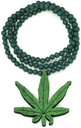 Cannabis Weed Good Wood Goodwood Green Pot Leaf Replica Pendant Piece Necklace All Wood