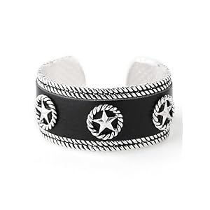 Black Silver Western Star Cuff Bracelet by Western Earrings