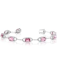 14K White Gold 1.36ct Diamond and Pink Topaz Bracelet
