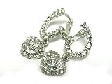 Delicate Silver Crystal Puffy Heart Drop Earrings Fashion Jewelry