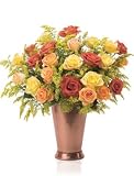 Autumn Light Roses, Bouquet with signature glass vase