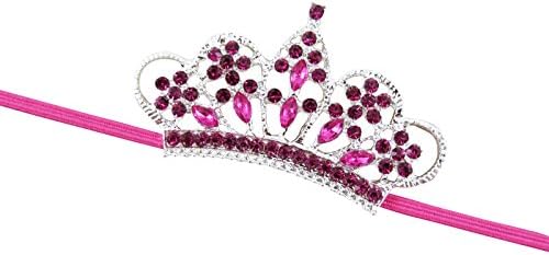 Infant Tiara Baby Headband, Handmade, The Fairy Factory (Headband) Crystal Rhinestone Tiara Headband - Hot Pink