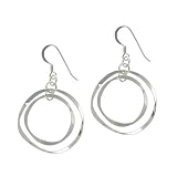 Sterling Silver Abstract Circle Double Drop Earrings