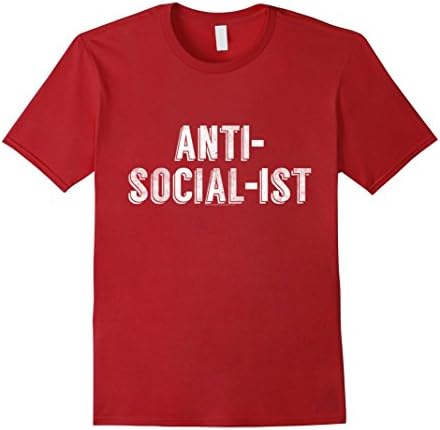Men's Anti-Social-ist, Funny Political T-Shirt against Socialism 2XL Cranberry