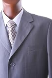 Men's Superior 150s Single Breasted Three Button Light Gray Herringbone Dress Suit