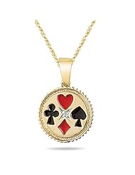 0.01 Cts Diamond Solitaire Poker Pendant in 14K Yellow Gold