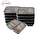 Prefer Green 3-Compartment Bento Box / Durable Plastic Lunch Boxes Sets, Meal Prep, Portion Control Containers,Food Storage [10 Pack]