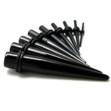 Body Jewelry Source 14G-00G 9 Piece Acrylic Ear Stretching Kit Ear Taper Gauge Plug Kit