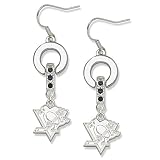 Black Crystal Pittsburgh Penguins MVP Dangle Earrings