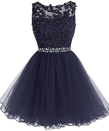 Chic Amigas Short Beaded Homecoming Dress Tulle Lace Prom Party Gowns 076NV-6