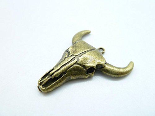 10pcs 28x31mm Antique Bronze Lovely Skull Cow Head Connector Link Charm Pendant C6760