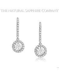 1.16ct. Natural White Sapphire Earrings with 44 Round Diamonds 0.52ct. total.