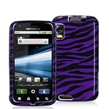 Black / Purple Zebra Design Crystal Hard Skin Case Cover for Motorola Atrix ....