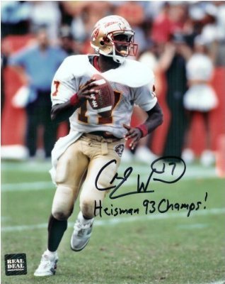 Charlie Ward Autographed FSU Seminoles 8x10 Running Photo with DUAL Inscription 