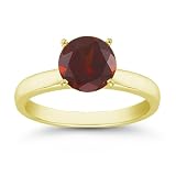 1.25 Carats 7mm Garnet Gemstone Solitaire Ring in 14K Yellow Gold