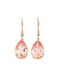 Pear Shaped Morganite Lever Back Earrings in 14K Rose Gold