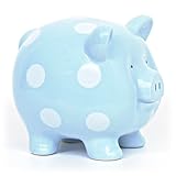 Child to Cherish Polka Dot Piggy Bank, Blue, Large