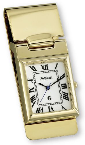Avalon Rectangular Gold Tone Money Clip Watch # 7417Y