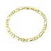 18K Gold Overlay Sterling Silver Figaro Men's title=