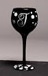 Winogram - Monogram Black Polka Dot Wine Glass - T Winogram - Monogram Black Polka Dot Wine Glass - T
