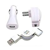 Premium iPhone 3G, iPhone 3GS , Nano 4th Generation, Nano 5G 5th Generation, iPod Touch 2nd Generation, iPod Touch 3rd Generation 3G 3-in-1 USB Data and Charging Kit - Retractable USB Cable + USB Home / Wall / Travel Charger + USB Car / Auto Charger