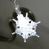 Battery LED Fairy Lights - 10 Pure White Snowflakes