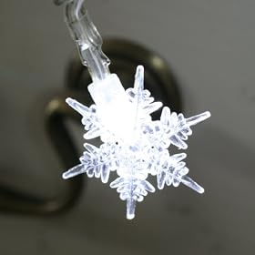 Battery LED Fairy Lights - 10 Pure White Snowflakes