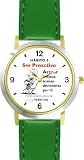 Habit 1 - To Be or Not to Be (Spanish Text) - DELUXE TWO-TONE WATCH from THE 7 HABITS - WATCH COLLECTION BY WATCHBUDDY&reg; - Arabic Numbers - Green Leather Strap-Size-Large ( Men's Size or Jumbo Women's Size )