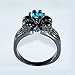 Bamos Jewelry Halloween Water Blue Aquamarine Skulls Black Gold Wedding Rings for Womens Size 6-10
